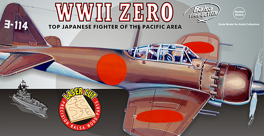 Guillows 1/16 Scale WWII Mitsubishi Zero Japanese Balsa Model Kit