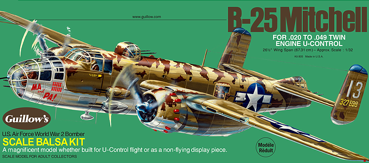 Guillows 1/32 Scale North American B25 Mitchell Balsa Model Kit