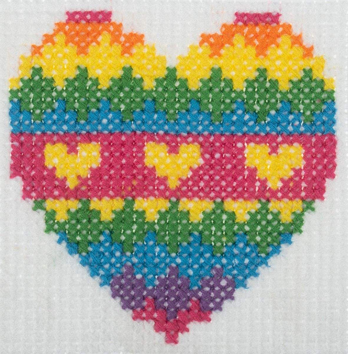 Trimits Rainbow Heart Counted Cross Stitch Kit