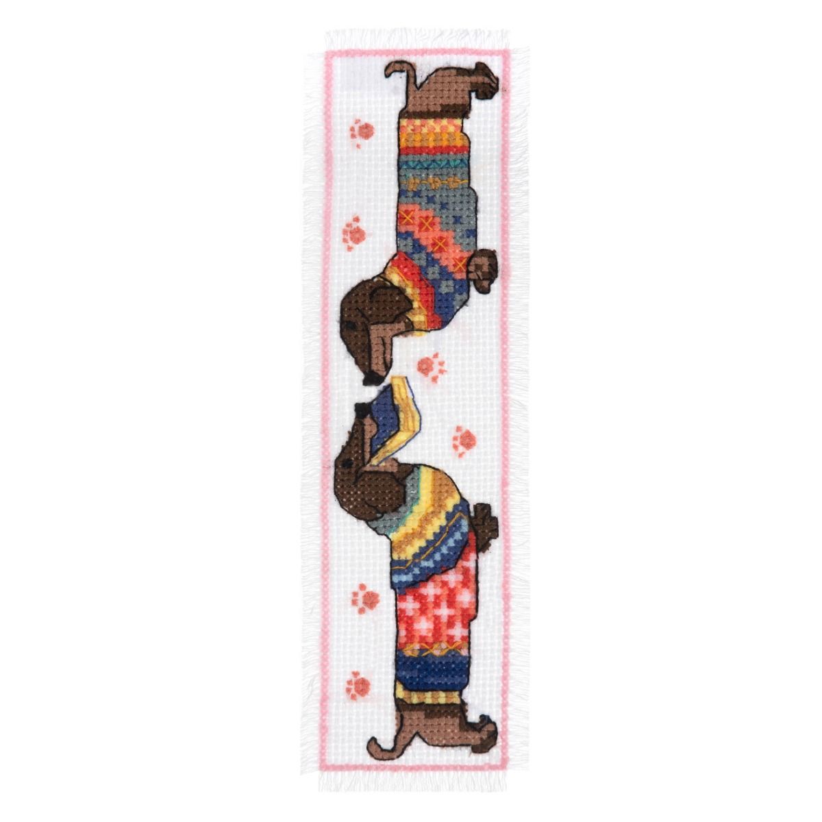 Trimits Dachshund in Jumper Printed Cross Stitch Bookmark Kit