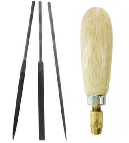 Hobbies 3 Piece Precision Needle File Set & Universal Needle File Handle