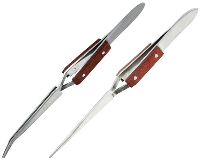 Hobbies Reverse Action Straight Tip and Curved Tip Tweezers with Fibre Grip