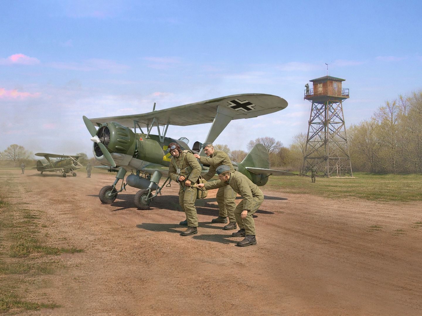 ICM 1/32 Scale Luftwaffe Pilot School Hs 123A Training Biplane Model Kit