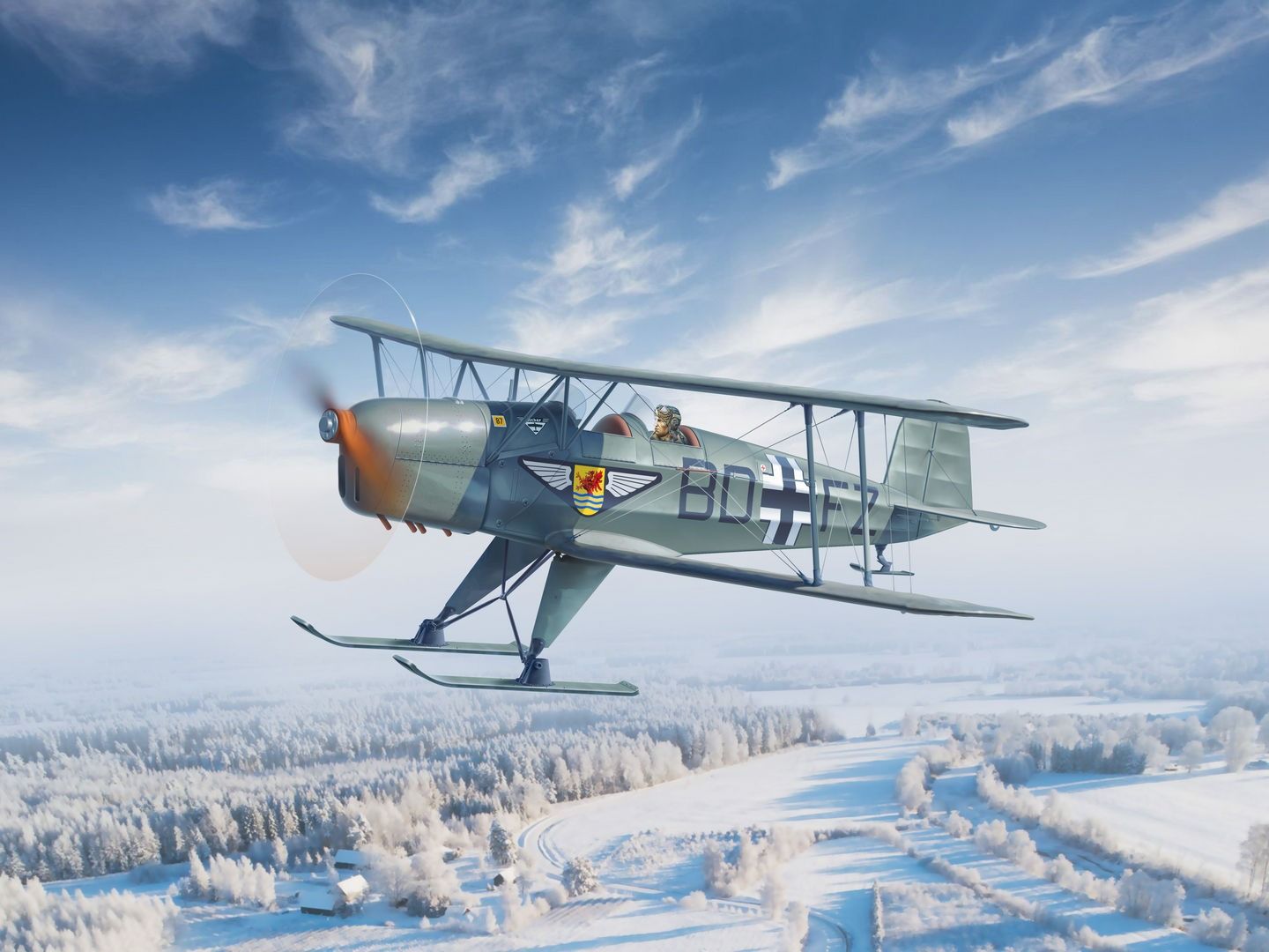 ICM 1/32 Scale Bücker Bü 131D Winter Version Model Kit