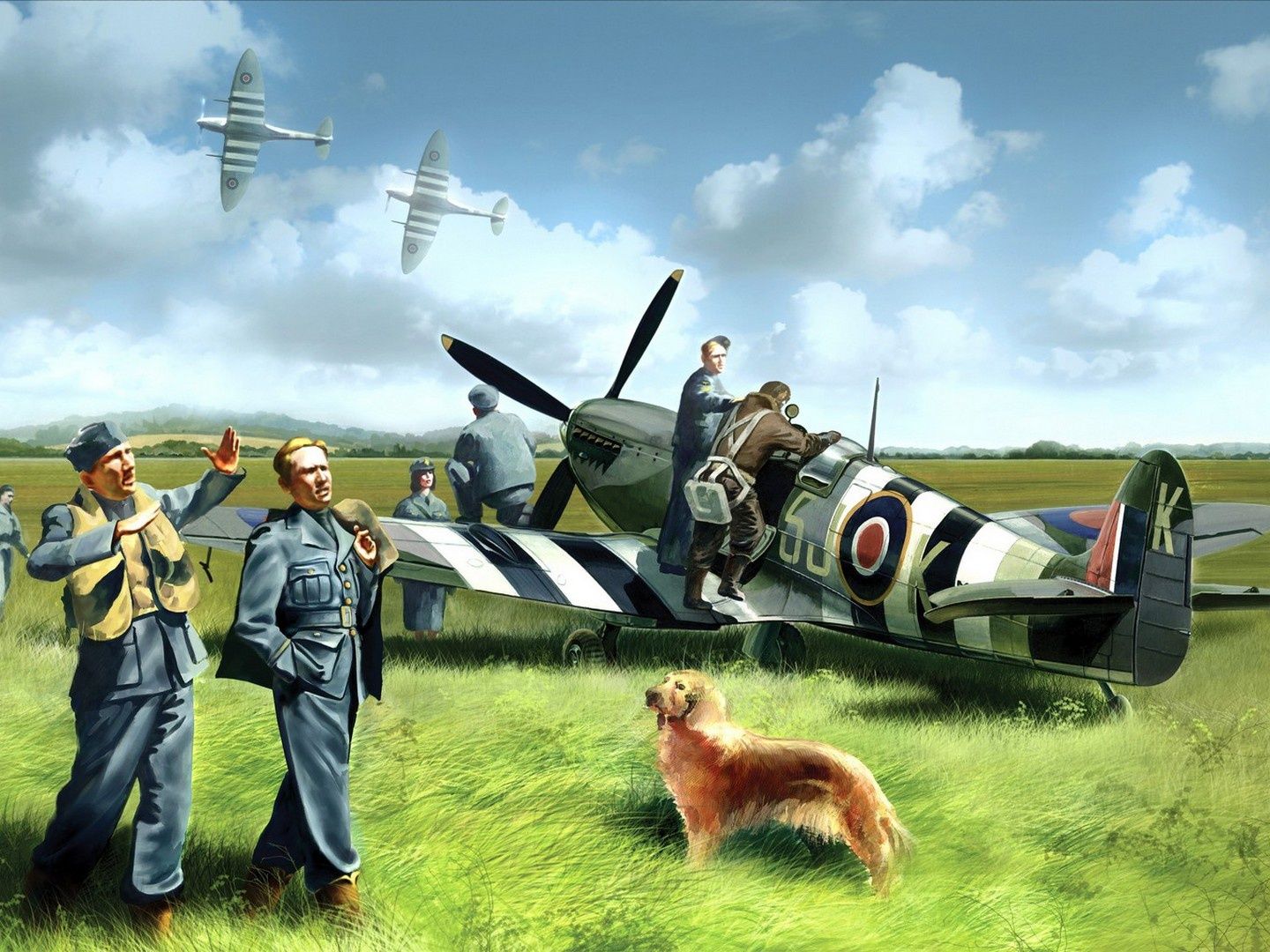ICM 1/48 Scale Spitfire Mk.IX with RAF Pilots & Ground Personnel (7 Figures) Model Kit