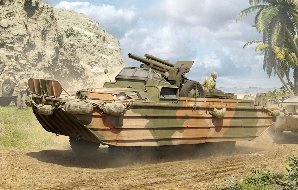 I Love Kit 1/35 Scale US Army GMC DUKW-353 Amphibious Truck w/105mm Howitzer Model Kit