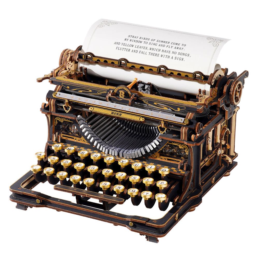 ROKR Classical Mechanical Typewriter Wooden Model Kit