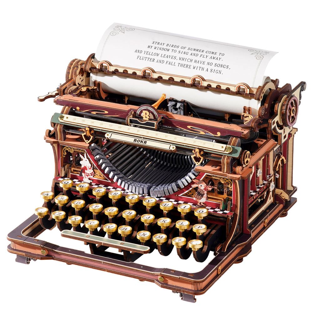 ROKR Magical Mechanical Typewriter Wooden Model Kit