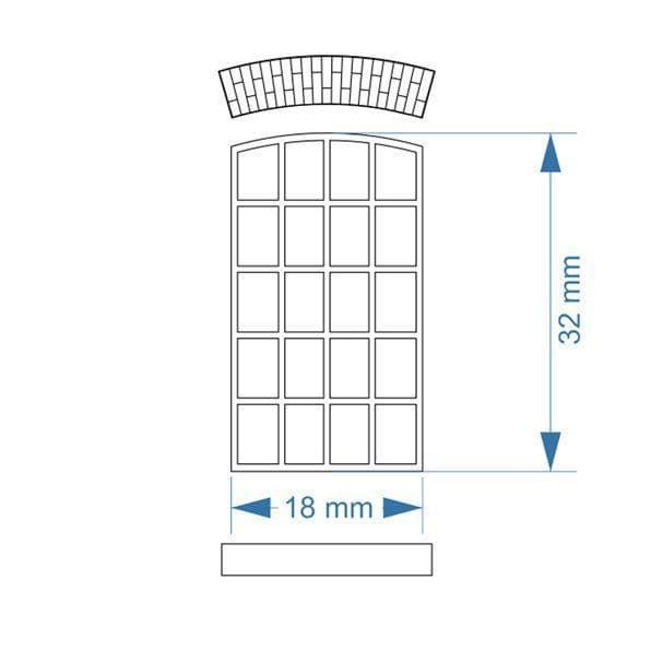 Scale Model Scenery Arched Top Industrial Windows (Pack of 12) OO Gauge