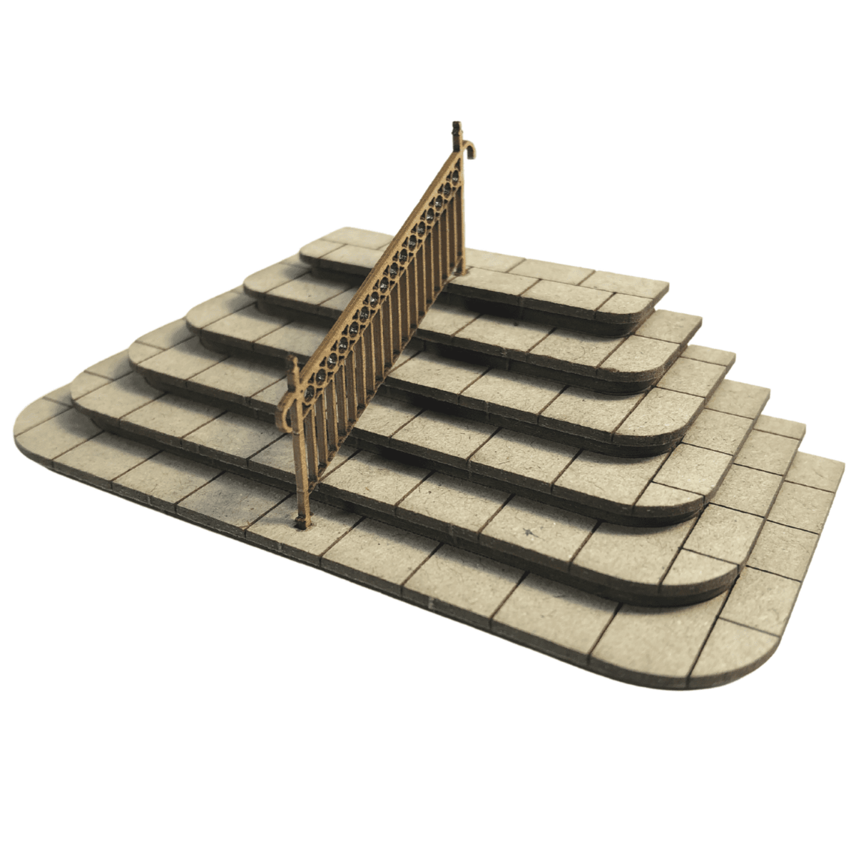 Scale Model Scenery Platform Steps With Decorative Railings OO Gauge