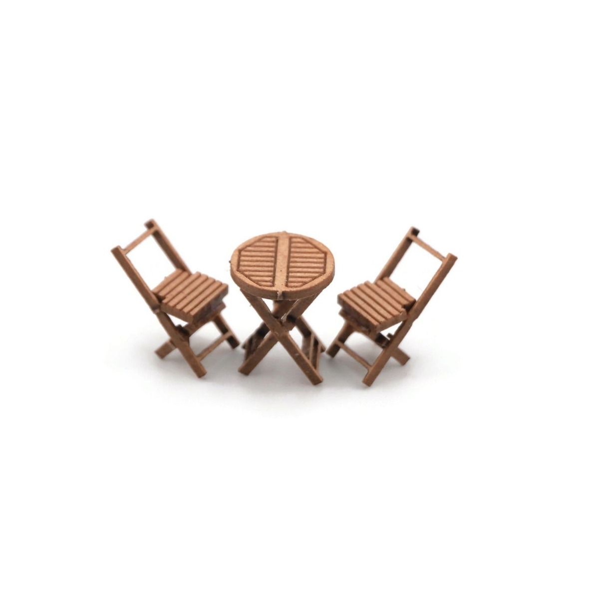 Scale Model Scenery Wooden Bistro Tables & Chairs OO Gauge