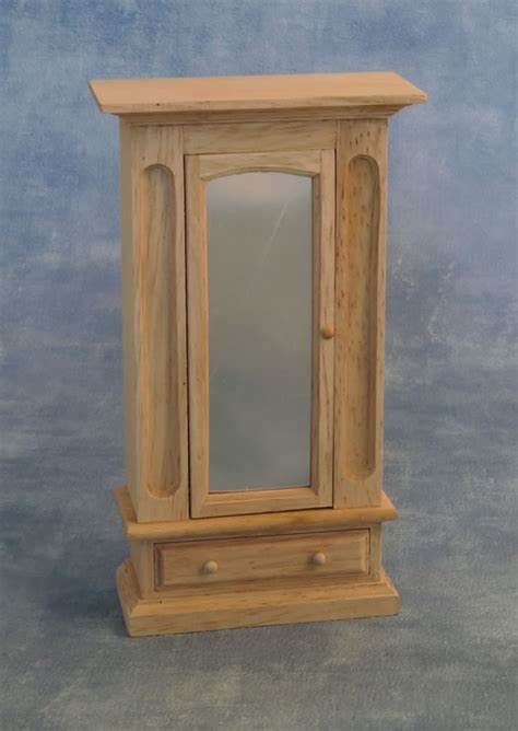 Bare Wood Mirrored Wardrobe for 12th Scale Dolls House