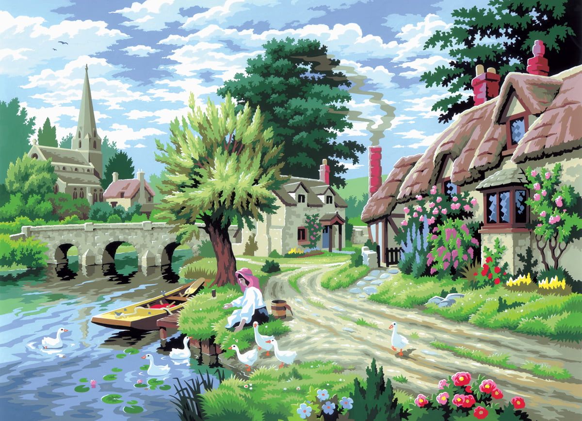 Painting By Numbers Duck Feeding By The River
