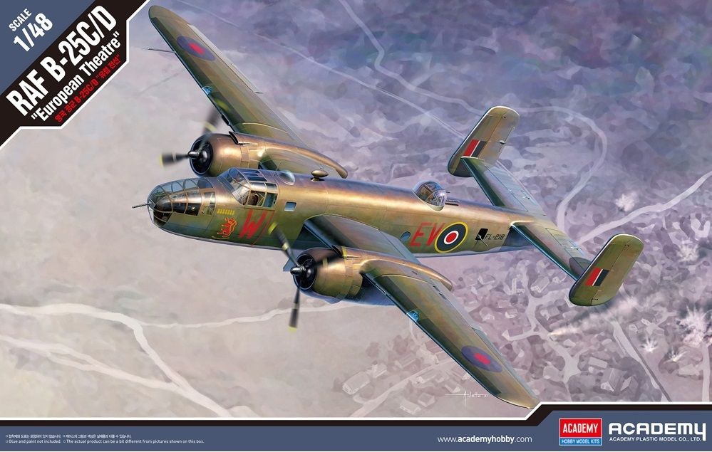 Academy 1/48 Scale RAF B-25C/D "European Theatre" Model Kit