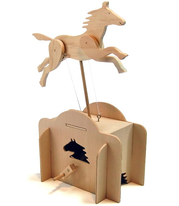 Pathfinders Make Your Own Jumping Horse Automata Wood Kit