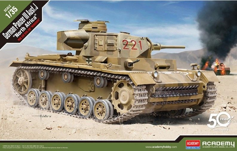 Academy 1/35 Scale German Panzer III Ausf J "North Africa" Model Kit