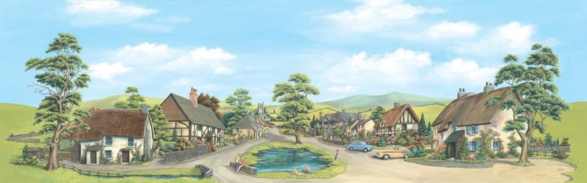 Peco Village with Pond Backscene
