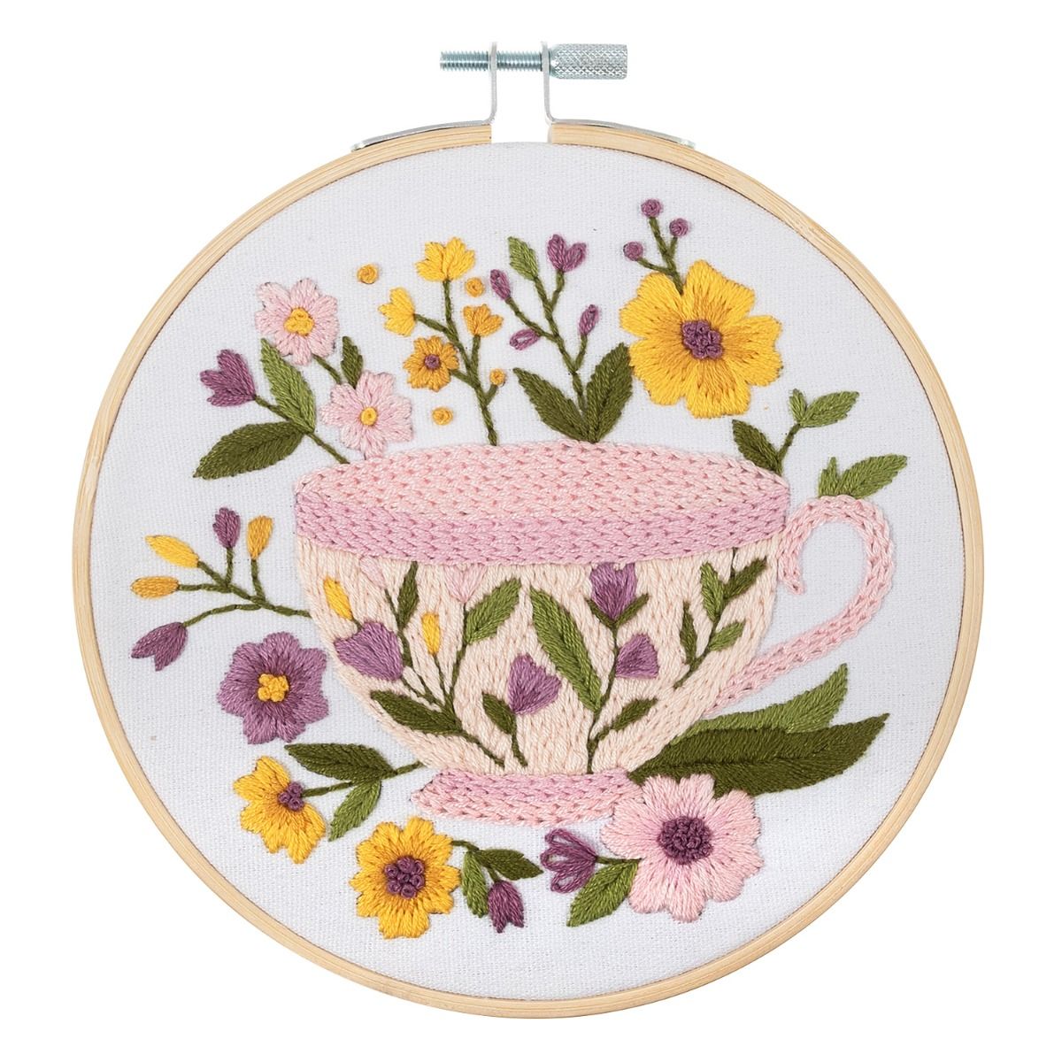 Trimits Tea Cup Embroidery Hoop Kit