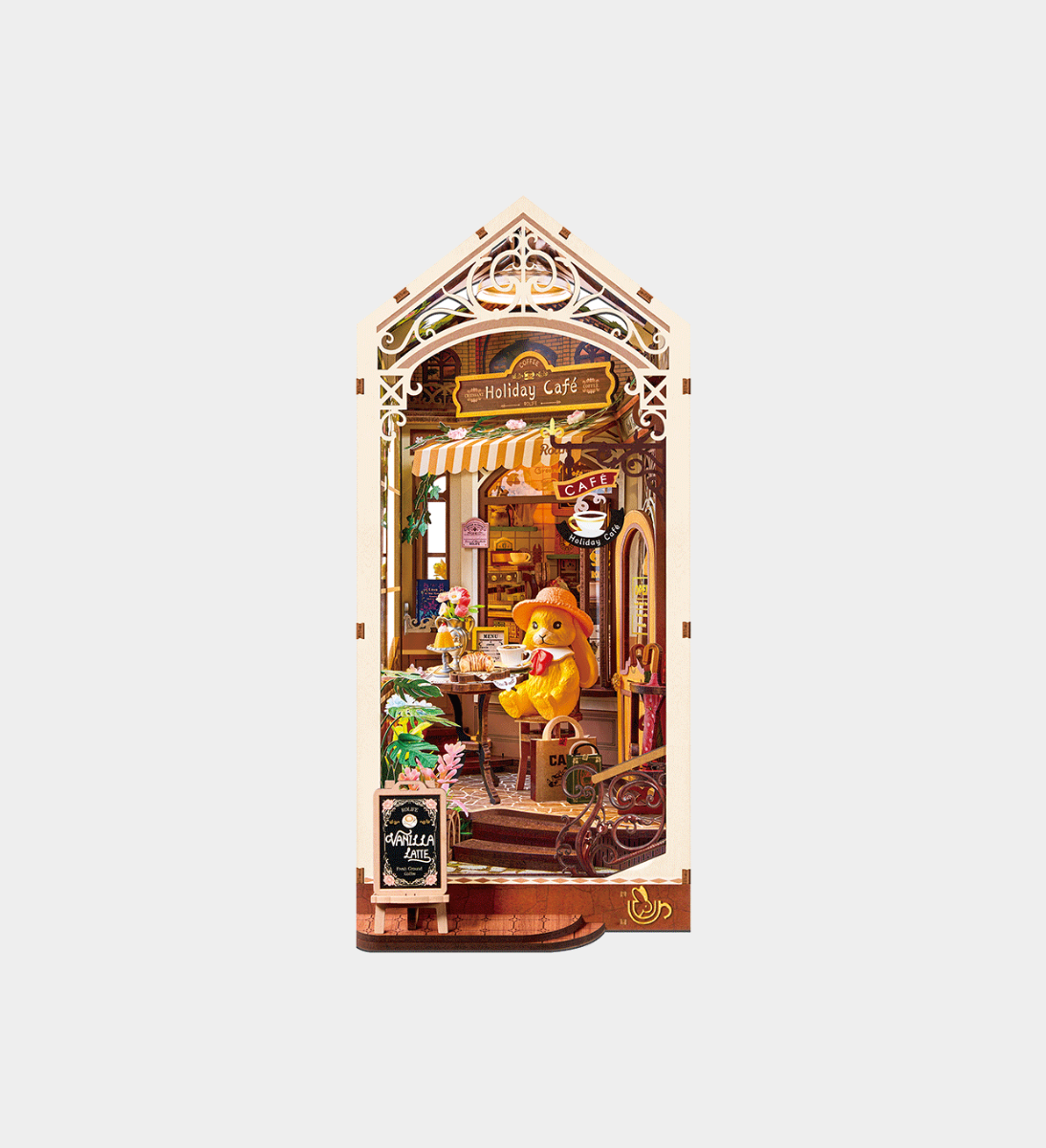 Rolife Holiday Café 3D Wooden DIY Miniature House Book Nook