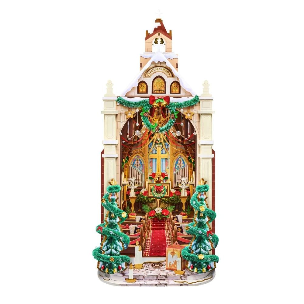 Rolife Carolling Cathedral 3D Wooden DIY Miniature House Book Nook