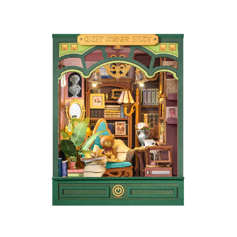 Rolife Quiet Corner Study 3D Wooden DIY Miniature House Book Nook
