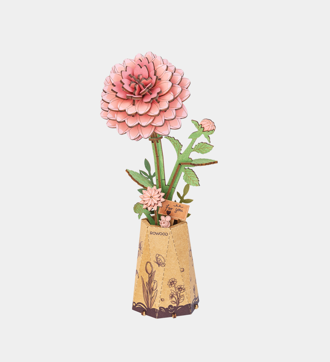 Rowood Pink Dahlia Wooden Model Kit
