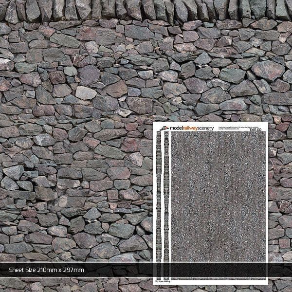 Scale Model Scenery Dry Stone Wall Texture Paper (Pack of 5) OO Gauge