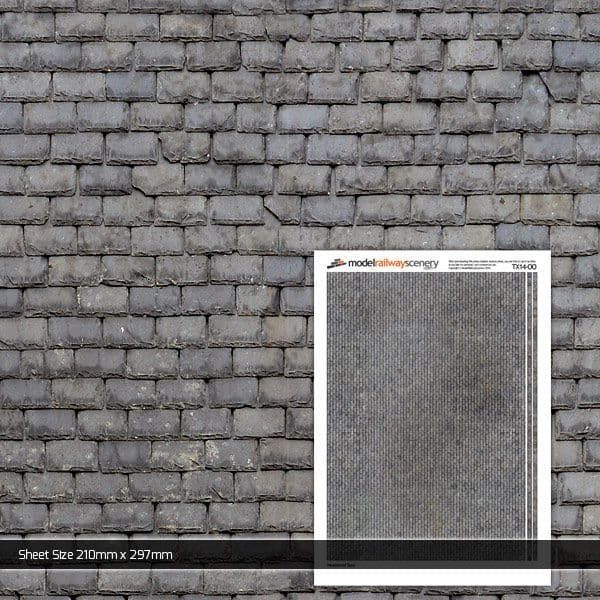 Scale Model Scenery Weathered Slate Roofing Texture Paper (Pack of 5) OO Gauge