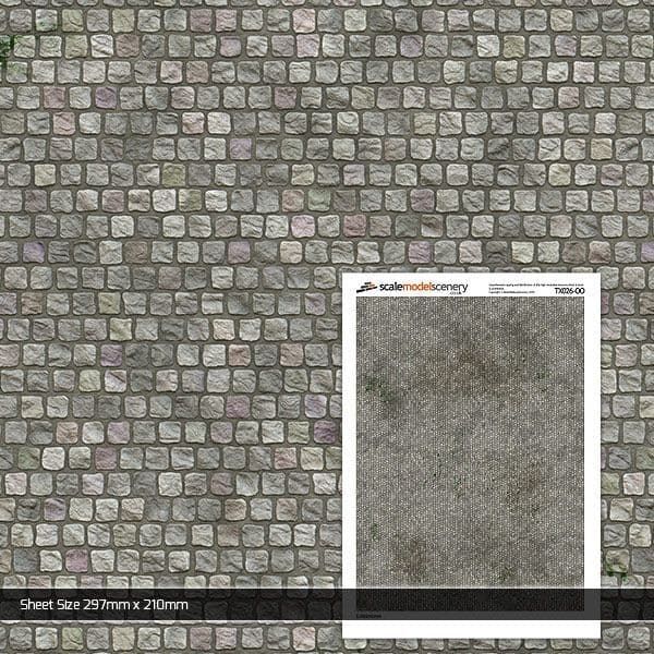 Scale Model Scenery Cobblestones Texture Paper (Pack of 5) OO Gauge