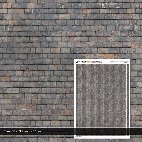 Scale Model Scenery Mixed Grey Roof Slates Texture Paper (Pack of 5) OO Gauge