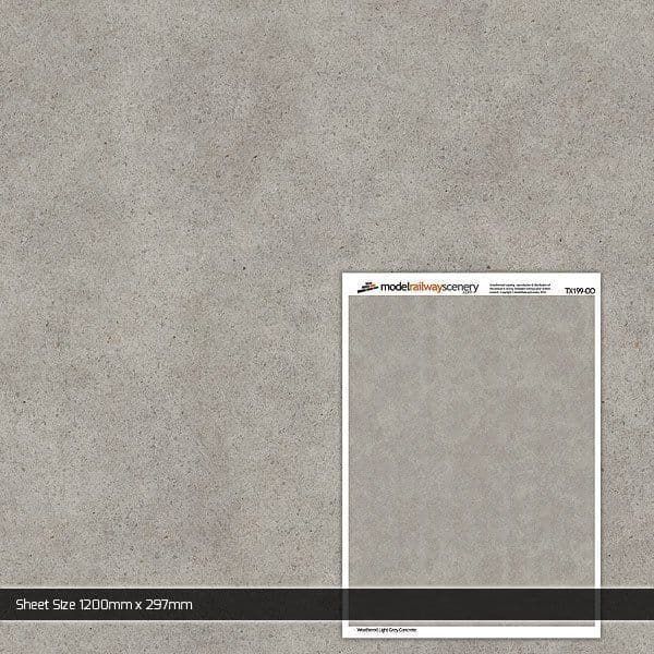 Scale Model Scenery Weathered Light Grey Concrete Texture Paper (Pack of 5) OO Gauge