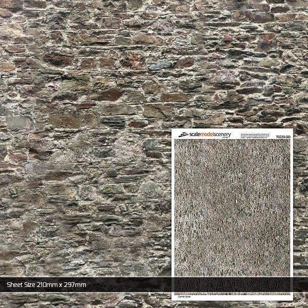 Scale Model Scenery Old Stone Wall Texture Paper (Pack of 5) OO Gauge