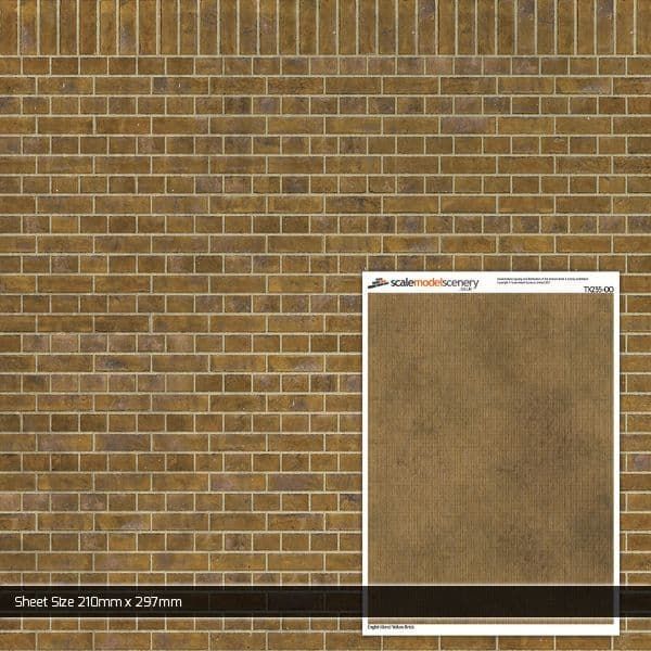 Scale Model Scenery English Bond Yellow Brick Texture Paper (Pack of 5) OO Gauge