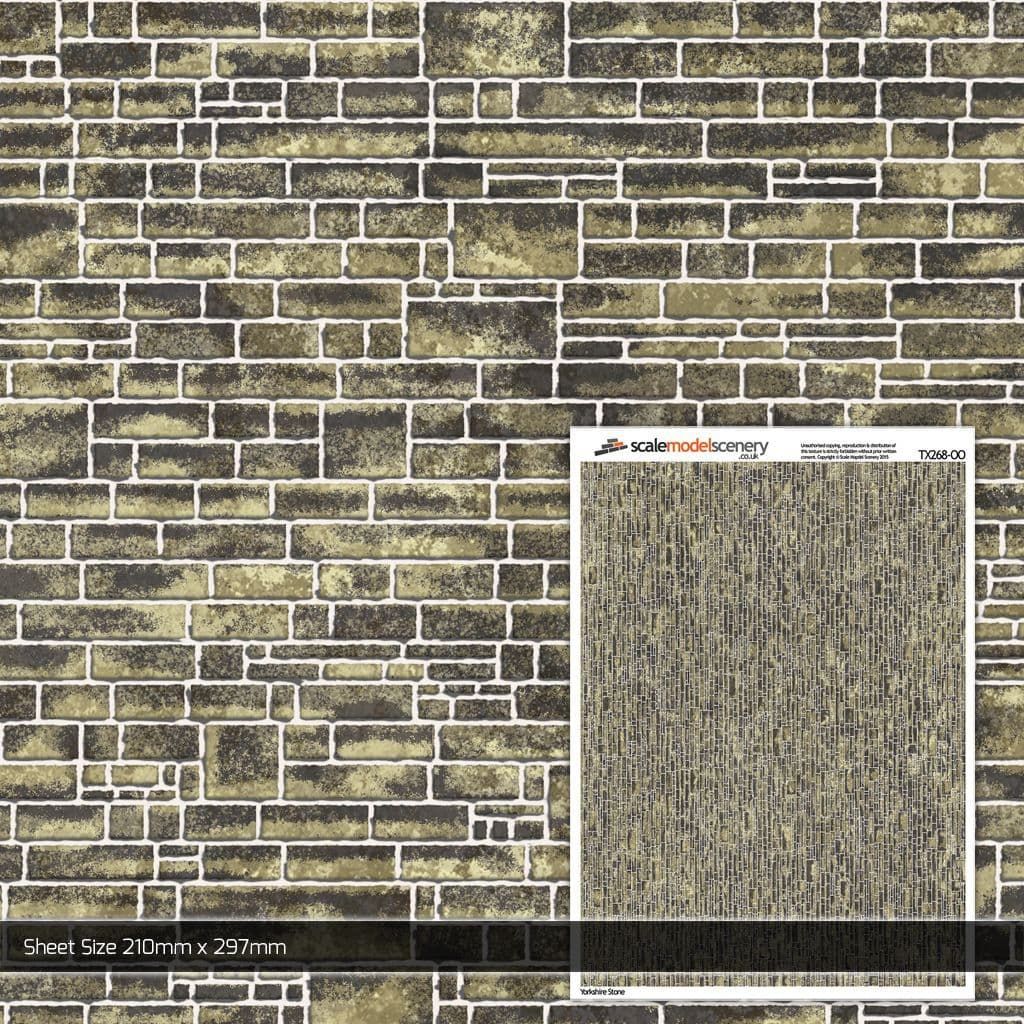 Scale Model Scenery Yorkshire Stone Texture Paper (Pack of 5) OO Gauge