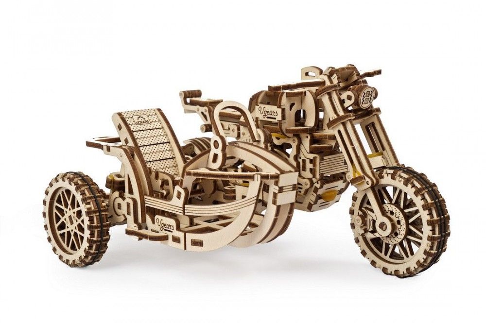 UGears Scrambler UGR-10 Motor Bike with Sidecar Wooden Model Kit