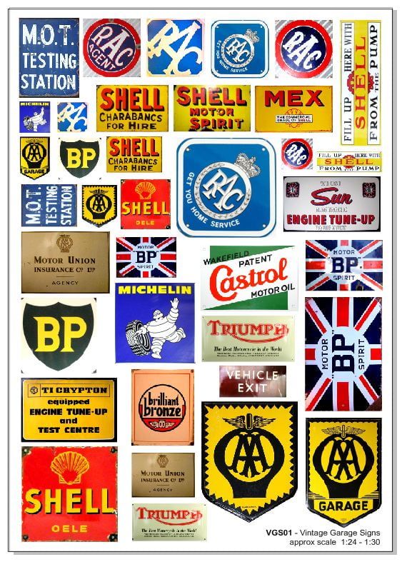 Vintage Garage Signs 1:24-1:30 and 1:43