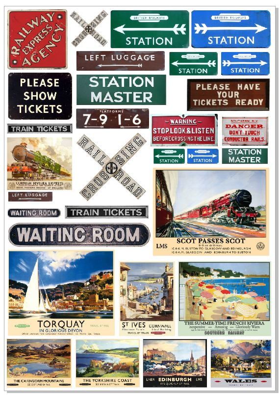 Vintage Train Signage 1:24, 1:43 or 1:76 Scales Self Adhesive Vinyl Decals