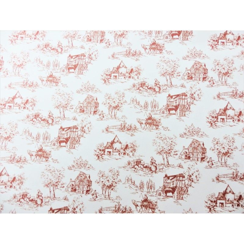 Toile de Jouy Raspberry Wallpaper for 12th Scale Dolls House