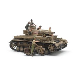 Tamiya 1/35 Scale German Tank Panzerkampfwagen IV Ausf.F & Motorcycle Set "North Africa" Model Kit