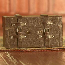 Brown Leather Suitcase/ Trunk for 12th Scale Dolls House