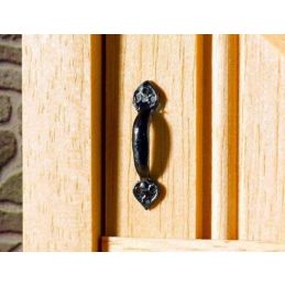 Two Black Tudor Style Black Door Handles 1:12 Scale from Dolls House Emporium 20mm x 3mm