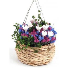 Blooming Summer Hanging Basket for 12th Scale Dolls House