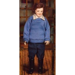 Tom in Jumper and Wellys Poseable Doll for 12th Scale Dolls House