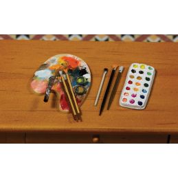 Artists Palette, Brushes & Paints for 12th Scale Dolls House