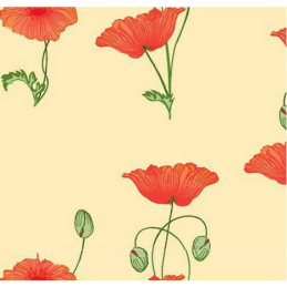 Red Poppy on Cream Wallpaper for 12th Scale Dolls House