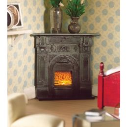 Black Corner Fireplace for 12th Scale Dolls House