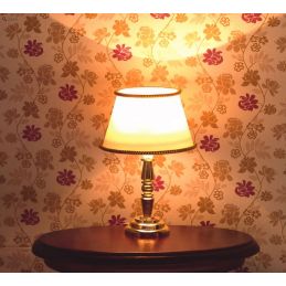 12V Classic Gold Cream Table Lamp for 12th Scale Dolls House