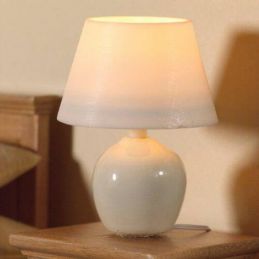 12V White Ceramic Table Lamp for 12th Scale Dolls House