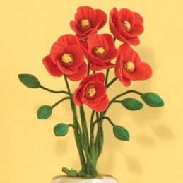 Red Poppies Flowers  x 6 for 12th Scale Dolls House