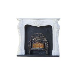 White Rococo-style Fireplace for 12th Scale Dolls House